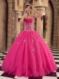 Exquisite Hot Pink Quinceanera Dress Organza   Beading Ball Gown
