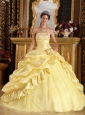 Latest Light Yellow Quinceanera Dress Taffeta and Tulle Beading Ball Gown