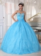 Lovely Baby Blue Quinceanera Dress Sweetheart Taffeta and Organza Appliques Ball Gown
