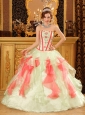 Perfect Multi-Color Quinceanera Dress Sweetheart Organza Appliques Ball Gown