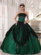 Pretty Green Quinceanera Dress Strapless Tulle and Taffeta Beading Ball Gown