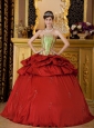Remarkable Red Quinceanera Dress Strapless Appliques Taffeta Ball Gown
