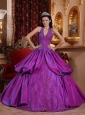 Simple Purple Quinceanera Dress Halter Taffeta Appliques Ball Gown