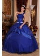 Top Seller Royal Blue Quinceanera Dress One Shoulder Organza Beading Ball Gown