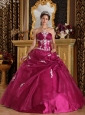 Brand New Fuchsia Quinceanera Dress Strapless Organza and Satin Appliques Ball Gown