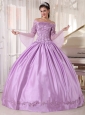 Brand New Lavender Quinceanera Dress Off The Shoulder Taffeta and Organza Appliques Ball Gown
