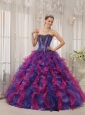 Classical Multi-colored Quinceanera Dress Sweetheart Organza Appliques Ball Gown