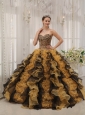 Classical  Multi-colored Quinceanera Dress Sweetheart Organza Beading Ball Gown