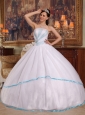 Gorgeous White Quinceanera Dress Strapless Organza Beading Ball Gown