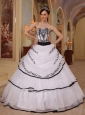 New White Quinceanera Dress Strapless Organza Embroidery Ball Gown