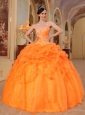Romantic Light Orange Quinceanera Dress Sweetheart Taffeta and Organza Appliques Ball Gown