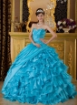 The Most Popular Teal Quinceanera Dress  Sweetheart Taffeta and Organza Appliques Ball Gown