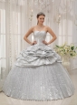 Brand New Silver Quinceanera Dress Sweetheart Appliques Ball Gown