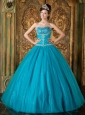 Brand New Teal Sweet 16 Dress Sweetheart  Beading Tulle A-Line / Princess