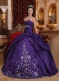 Elegant Purple Quinceanera Dress Sweetheart Taffeta Embroidery Ball Gown