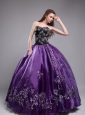 Exclusive Eggplant Purple Quinceanera Dress Sweetheart Orangza Embroidery Ball Gown