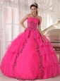 Fashionable Hot Pink Quinceanera Dress Sweetheart Organza Paillette Ball Gown