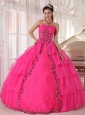 Fashionable Hot Pink Quinceanera Dress Sweetheart  Organza Paillette Ball Gown