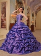Gorgeous Purple Quinceanera Dress Strapless Court Train Pick-ups Taffeta Ball Gown