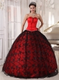 Gorgeous Red Quinceanera Dress Sweetheart Tulle and Taffeta Lace Ball Gown