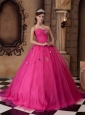 Hot Pink Quinceanera Dress Sweetheart Organza Beading A-line