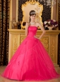 Low Prince Hot Pink Sweet 16 Dress Strapless Tulle Appliques A-line / Princess