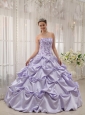 Popular Lilac Sweet 16 Dress Strapless Taffeta Appliques Ball Gown