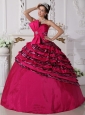 Wonderful Hot Pink Quinceanera Dress Strapless Zebra Beading Ball Gown