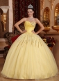 Beautiful Light Yellow Quinceanera Dress Sweetheart Tulle Beading Ball Gown
