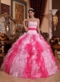 Cheap Hot  and Baby Pink Quinceanera Dress Sweetheart Organza Beading and Ruch Ball Gown