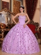 Classical Lavender Quinceanera Dress Sweetheart Tulle Sequins Ball Gown