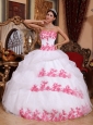 Popular White Quinceanera Dress Sweetheart Organza Appliques Ball Gown
