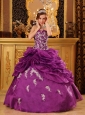Formal Fuchsia Quinceanera Dress Strapless Organza Appliques Ball Gown