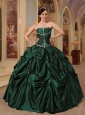 Latest Dark Green Quinceanera Dress Strapless Beading   Taffeta Ball Gown
