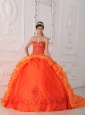 New Orange Red Quinceanera Dress Sweetheart Taffeta Beading and Appliques Ball Gown