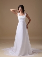 Beautiful A-line Square Court Train Chiffon Lace Wedding Dress