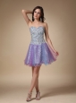 Colorful Mini-length Leopard Fabric and Tulle Cocktail / Homecoming Dress