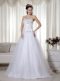 Elegant A-line Sweetheart Floor-length Taffeta and Tulle Beading Wedding Dress