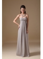 Grey Empire Sweetheart Floor-length Chiffon Ruch Bridesmaid Dress