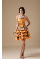 Multi-color Cocktail Dress Strapless Mini-length Taffeta and Leopard Beading