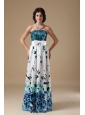 Multi-color Pringting Sequin Evening Dress Empire Strapless Floor-length