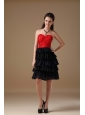 Black and Red A-line Sweetheart Knee-length Chiffon and Taffeta Beading Prom Dress