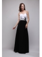 Black and White Column Sweetheart Floor-length Chiffon Appliques Prom / Evening Dress