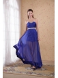 Royal Blue Empire Sweetheart Floor-length Chiffon Beading and Ruch Prom / Celebrity Dress