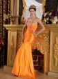 Orange Column / Sheath Taffeta Prom / Pageant Dress Sweetheart Floor-length Beading