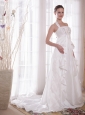 White A-Line / Princess Halter Brush Ttrain Taffeta Rhinestones Prom Dress