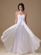 White Empire Sweetheart Floor-length Chiffon and Taffeta Lace Prom Dress