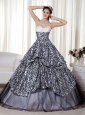 Luxurious A-line / Princess Sweetheart Floor-length Zebra and Organza Beading and Ruch Quinceanera Dress
