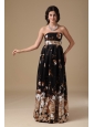 Multi-color Empire Strapless Floor-length Printing Prom Dress