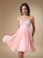 Pink A-line Sweetheart Mini-length Chiffon Beading Prom / Homecoming Dress